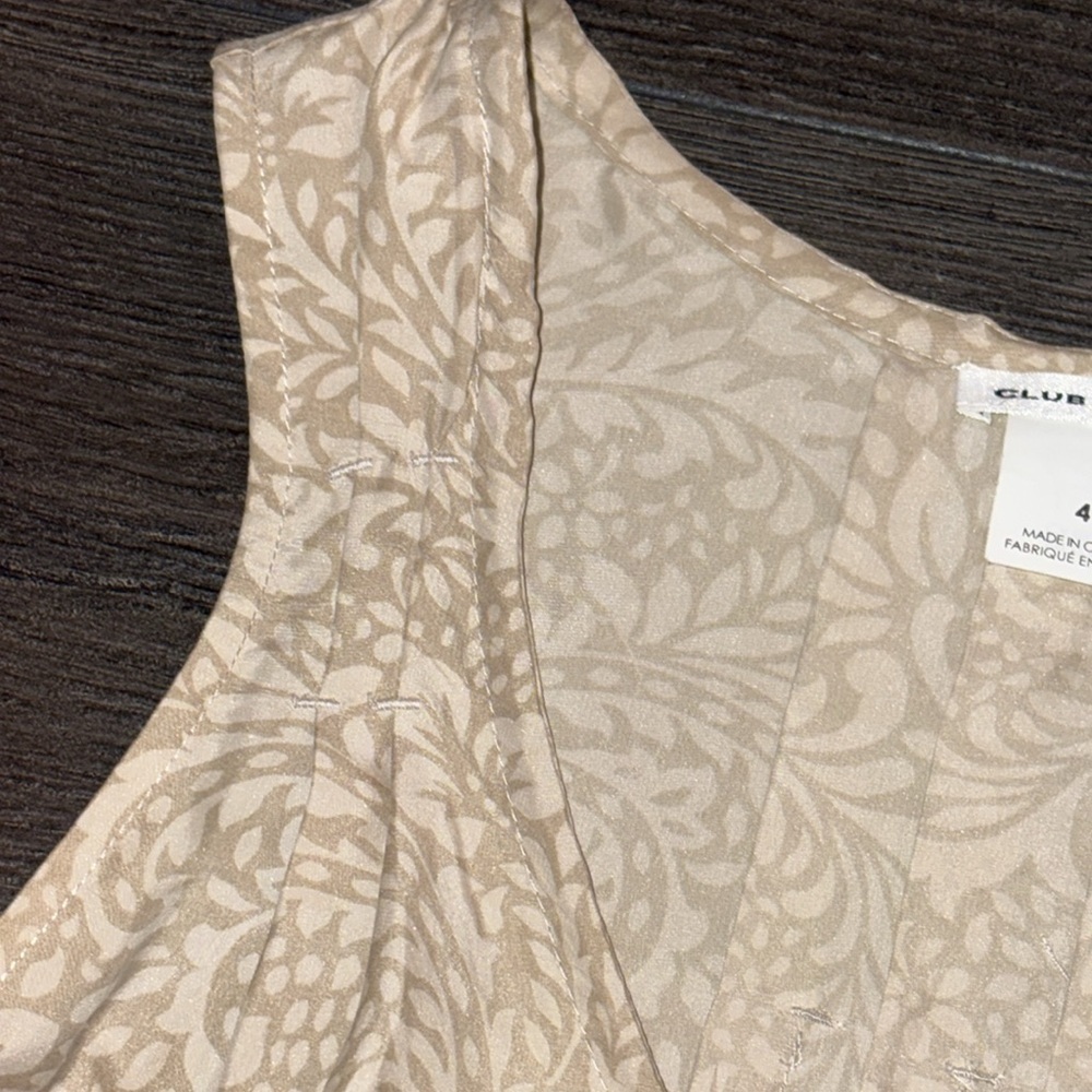 Club Monaco Paisley Silk Sleeveless Snap Front Romper Size 4 Tan - Picture 3 of 16